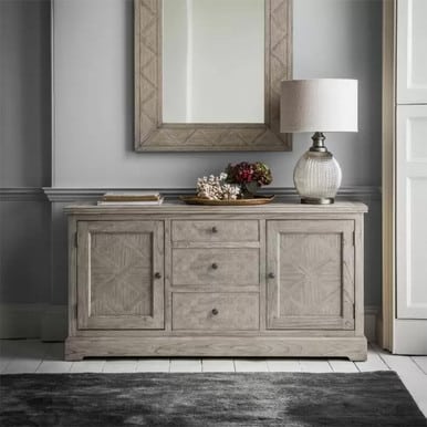 French Grey Oak 2 Door, 3 Drawer Sideboard