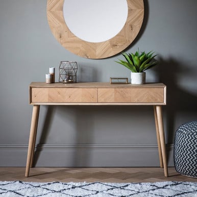 Modern Oak 2 Drawer Console Table - Milan