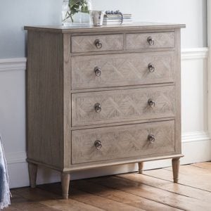 French Grey Oak 5 Drawer Chest | Bed Sava