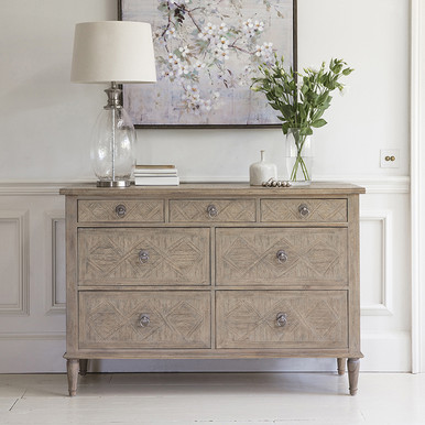 French Grey Oak 7 Drawer Chest
