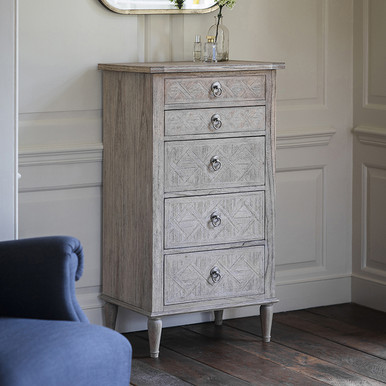 French Grey Oak 5 Draw Lingerie Chest