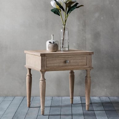 French Grey Oak 1 Drawer Side Table