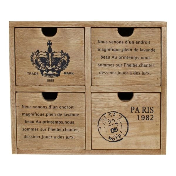 4 Drawer Rustic Storage Unit Trinket Drawers | Bed Sava