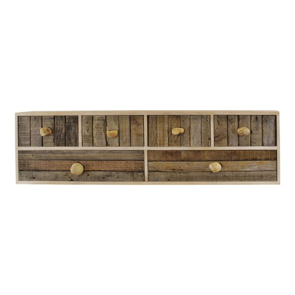 6 Drawer Unit Driftwood Effect Drawers With Pebble Handles Freestanding or Wall Mountable | Bed Sava