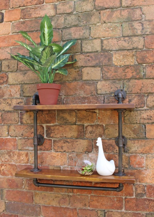 Industrial Pipe Wall Shelf with 2 Shelves | Bed Sava