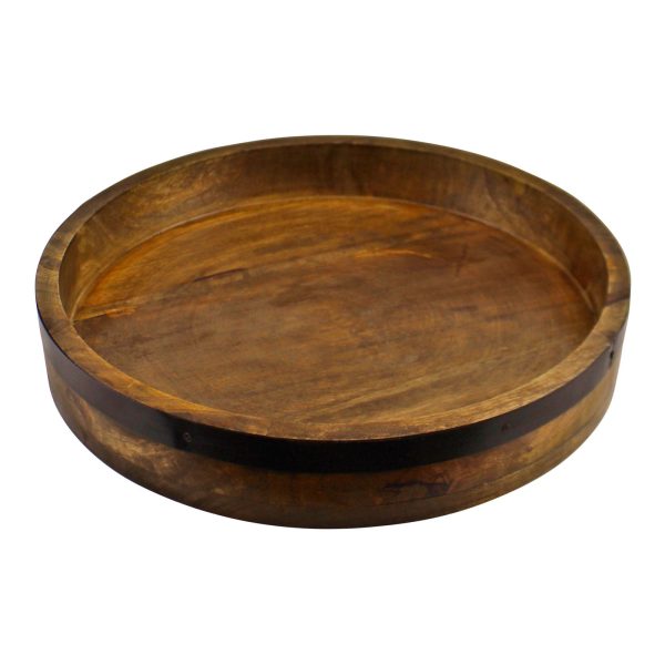 Mango Wood Circular Serving Tray 38cm | Bed Sava