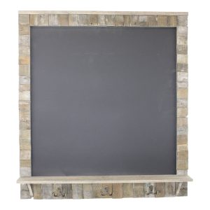 Large Blackboard with Driftwod Effect Surround Shelf and 3 Double Hooks | Bed Sava