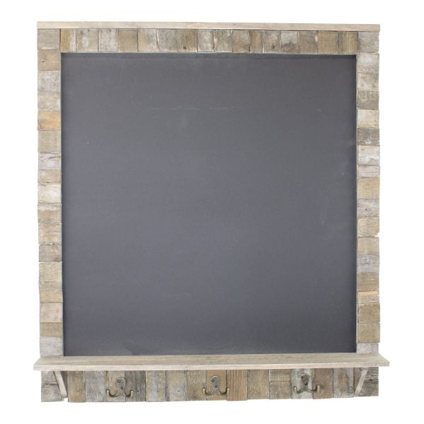 Large Blackboard with Driftwod Effect Surround Shelf and 3 Double Hooks | Bed Sava