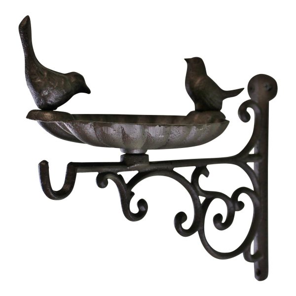 Cast Iron Hanging Basket Wall Bracket With Bird Feeder | Bed Sava