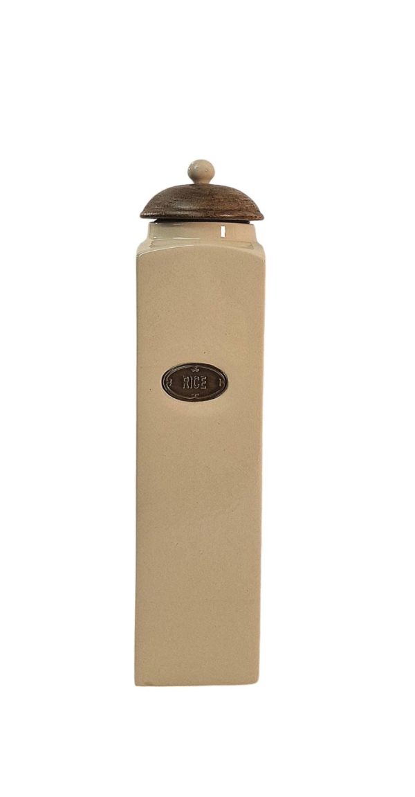 Ceramic Rice Jar with Mango Wood Lid | Bed Sava