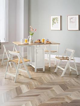 Julian Bowen Savoy 120 Cm Space Saver Dining Table + 4 Chairs