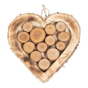 Wooden Hanging Heart With Burnt Effect 28cm | Bed Sava