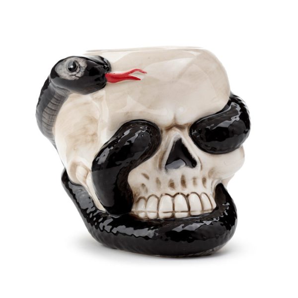 Ceramic Shaped Oil Burner  Coiled Snake and Skull | Bed Sava