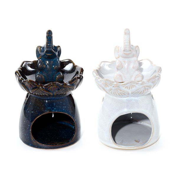Porcelain Oil Burner  Eden Elephant Lotus Flower | Bed Sava