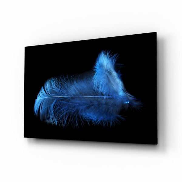 Blue Feather Glass Wall Art | Bed Sava