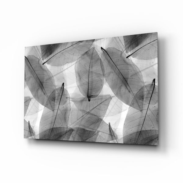 Black  White Leaves Glass Wall Art | Bed Sava