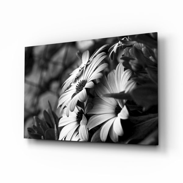 Black  White Flower Glass Wall Art | Bed Sava