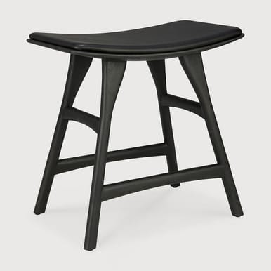 Ethnicraft Osso Black Oak & Leather Dining Stool