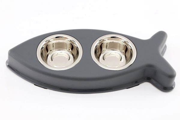Fish Shape Double Pet Bowls | Bed Sava