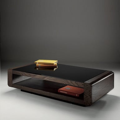 Penthouse Rectangular Coffee Table Dark Brown Wood and Glass