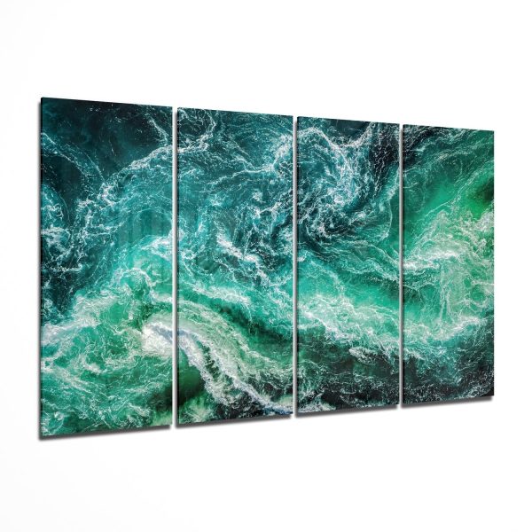 Waves 4 Pieces Mega Glass Wall Art 150×92 cm | Bed Sava