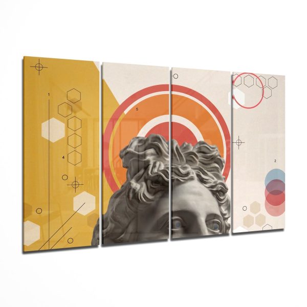 Thoughts of the Statue 4 Pieces Mega Glass Wall Art 150×92 cm | Bed Sava