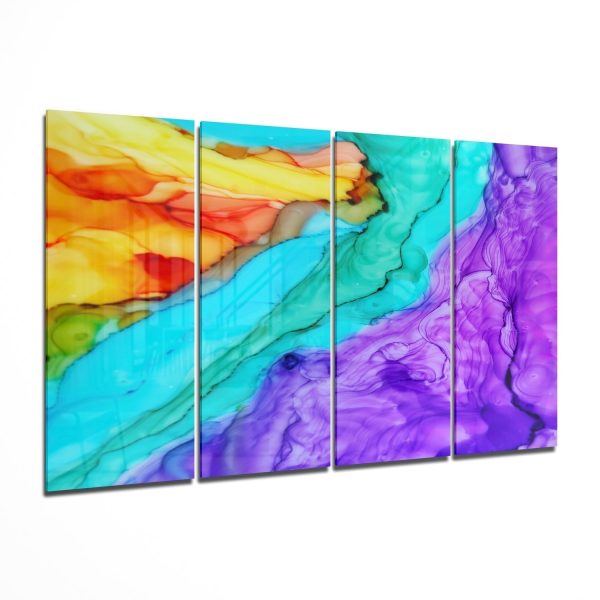 Colorful Steam 4 Pieces Mega Glass Wall Art 150×92 cm | Bed Sava