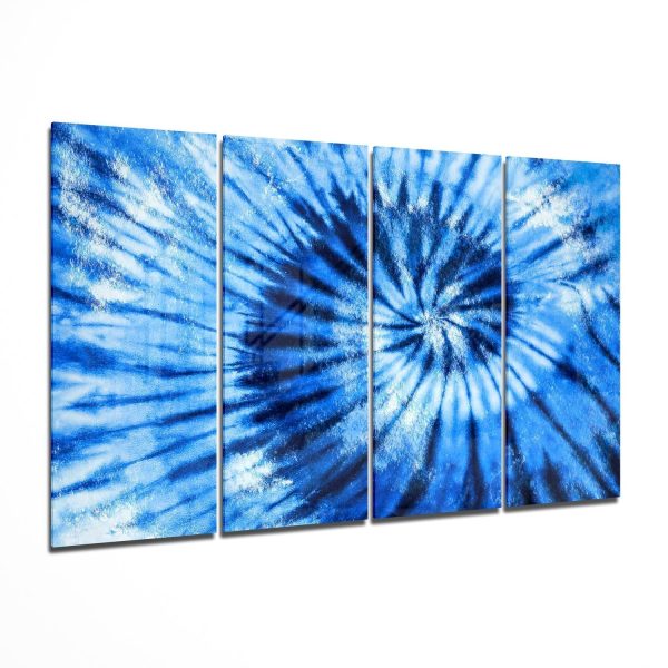 Blue Spiral 4 Pieces Mega Glass Wall Art 150×92 cm | Bed Sava