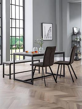 Julian Bowen Staten 120 Cm Dining Table + Bench + 2 Monroe Chairs