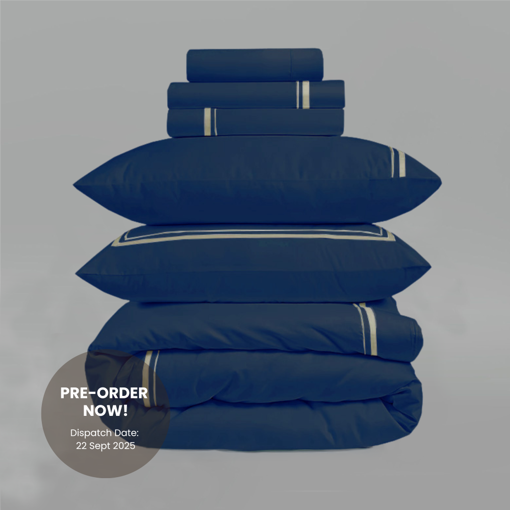 800 Thread Count Egyptian Cotton Royalton LUXE Bedding Set - Navy Peony/Mink, King / Navy Peony with Mink