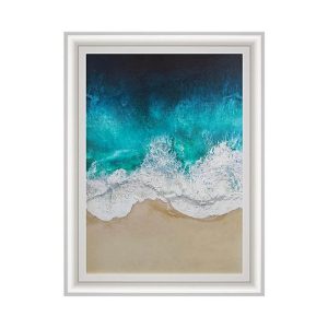 Aqua Ocean Waves 4 Framed Picture  Aqua | Bed Sava