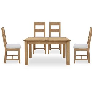 Furnitureland  Augusta Small Rectangular Extending Dining Table and 4 Wooden Ladderback Chairs | Bed Sava