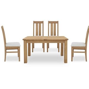 Furnitureland  Augusta Small Rectangular Extending Dining Table and 4 Wooden Slatted Back Chairs | Bed Sava