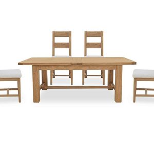 Furnitureland  Augusta Large Rectangular Extending Dining Table and 4 Wooden Ladderback Chairs | Bed Sava