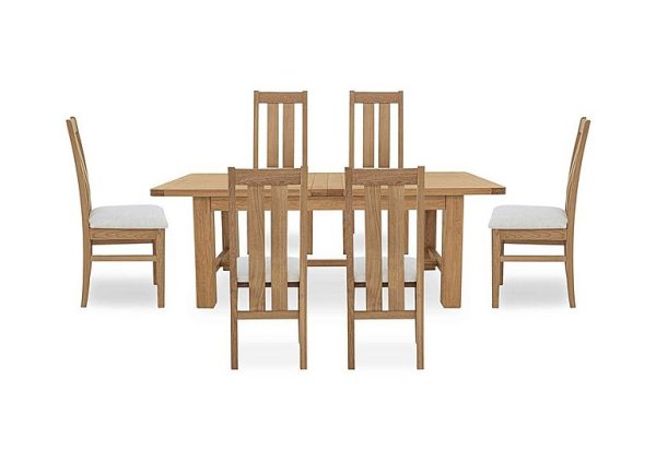 Furnitureland  Augusta Large Rectangular Extending Dining Table and 6 Wooden Slatted Back Chairs | Bed Sava