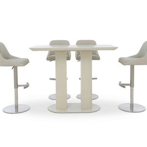 Avorio 130cm Table and 4 Swivel Bar Stools Set | Bed Sava