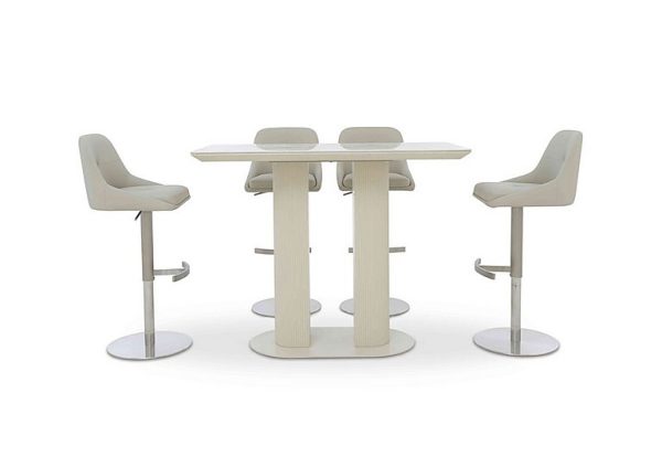 Avorio 130cm Table and 4 Swivel Bar Stools Set | Bed Sava