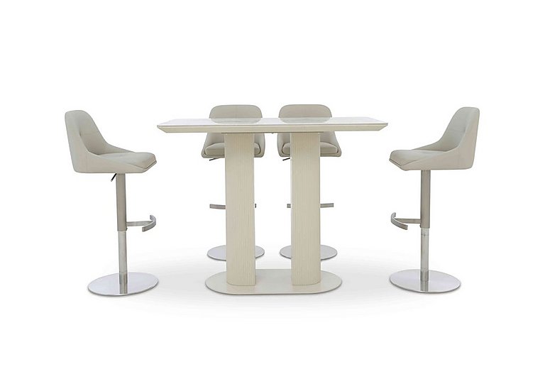 Avorio 130cm Table and 4 Swivel Bar Stools Set