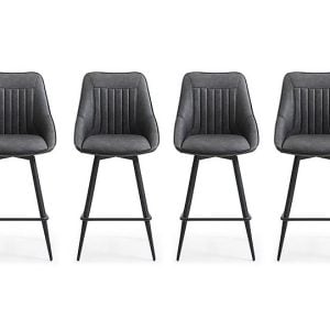 Crete Set of 4 Faux Leather Swivel Bar Stools | Bed Sava
