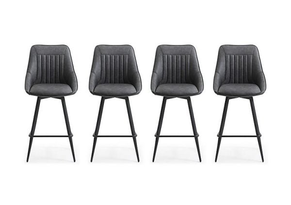 Crete Set of 4 Faux Leather Swivel Bar Stools | Bed Sava