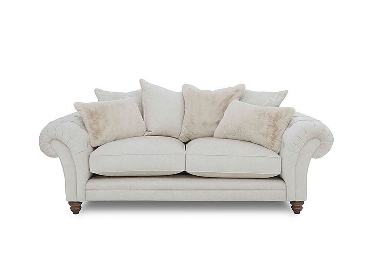 Boutique Collection - Blenheim 3 Seater Scatter Back Sofa - Darwin Ivory with Walnut Feet