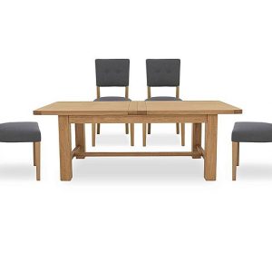 Furnitureland  Augusta Large Rectangular Extending Dining Table and 4 Open Back Upholstered Chairs  Anthracite | Bed Sava