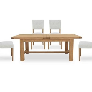 Furnitureland  Augusta Large Rectangular Extending Dining Table and 4 Open Back Upholstered Chairs | Bed Sava