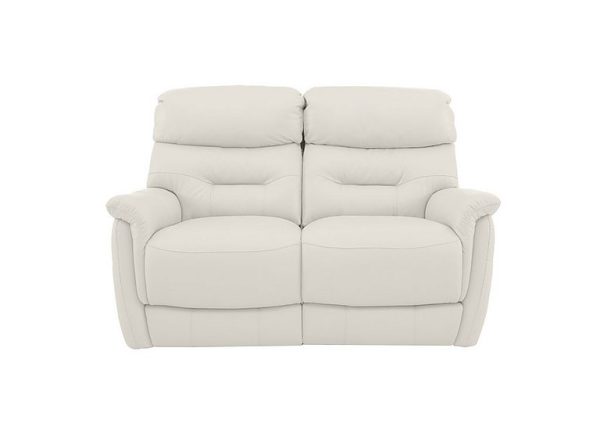 Chicago 2 Seater BV Leather Battery Recliner Sofa  BV Star White | Bed Sava