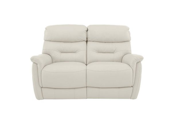 Chicago 2 Seater BV Leather Battery Recliner Sofa  Frost | Bed Sava
