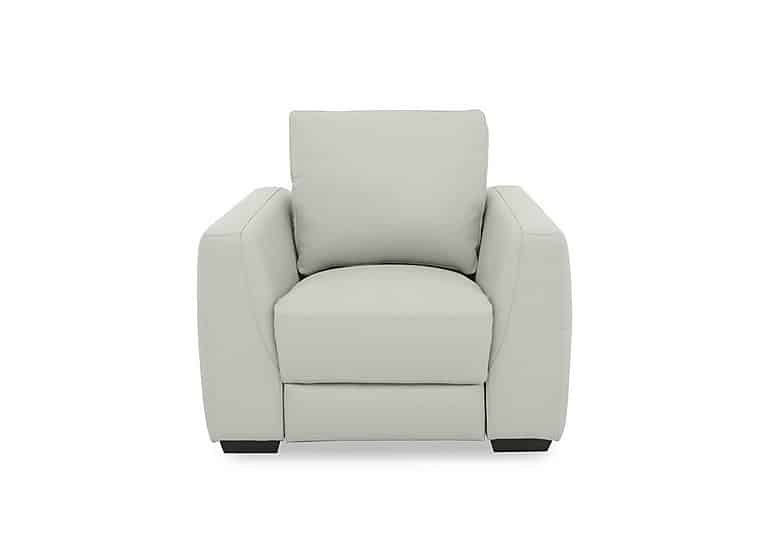 Dinky Leather Chair with Power Recliner - Light Grey
