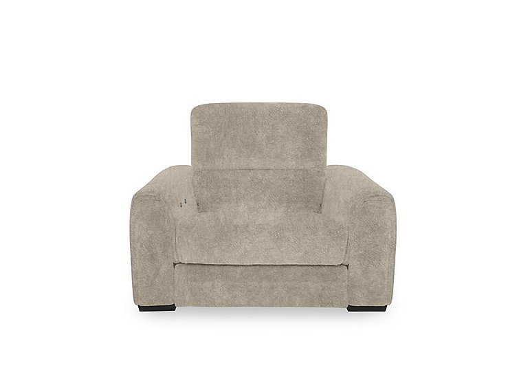 Flex Fabric Power Recliner Armchair with Storage Arms  Cream | Bed Sava