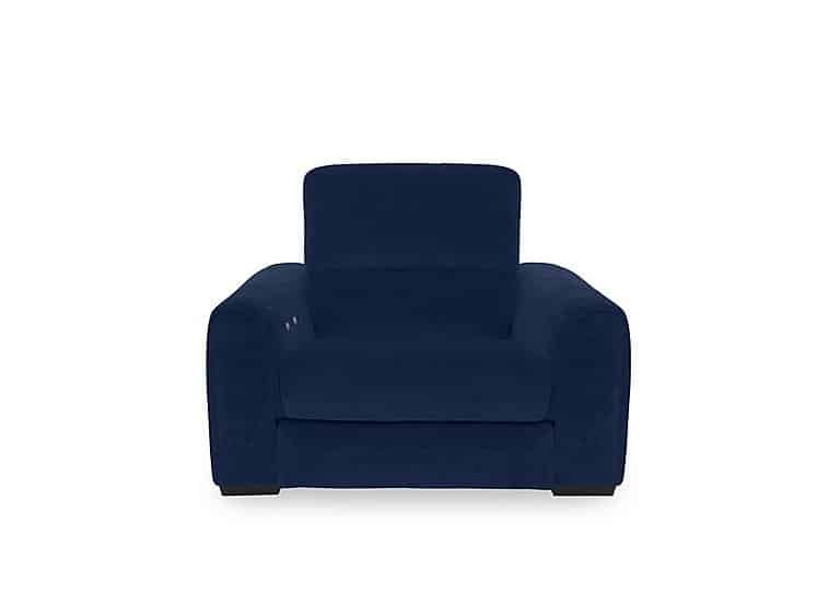 Flex Fabric Power Recliner Armchair with Storage Arms  Navy | Bed Sava