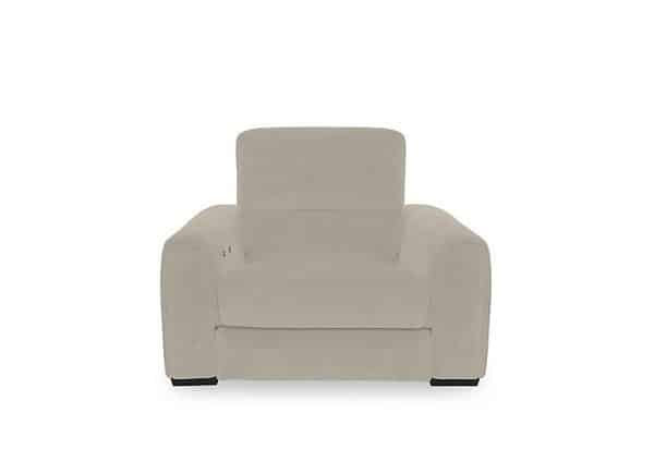 Flex Fabric Power Recliner Armchair with Storage Arms  R32 Light Khaki | Bed Sava