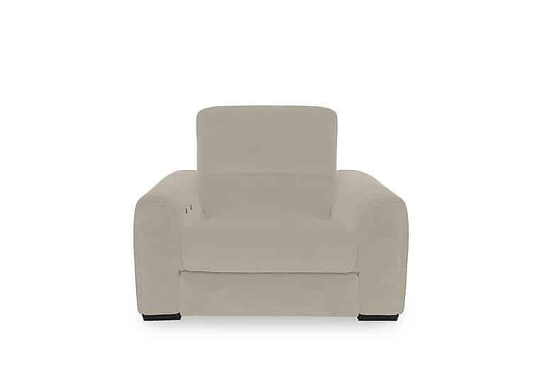 Flex Fabric Power Recliner Armchair with Storage Arms  R32 Light Khaki | Bed Sava